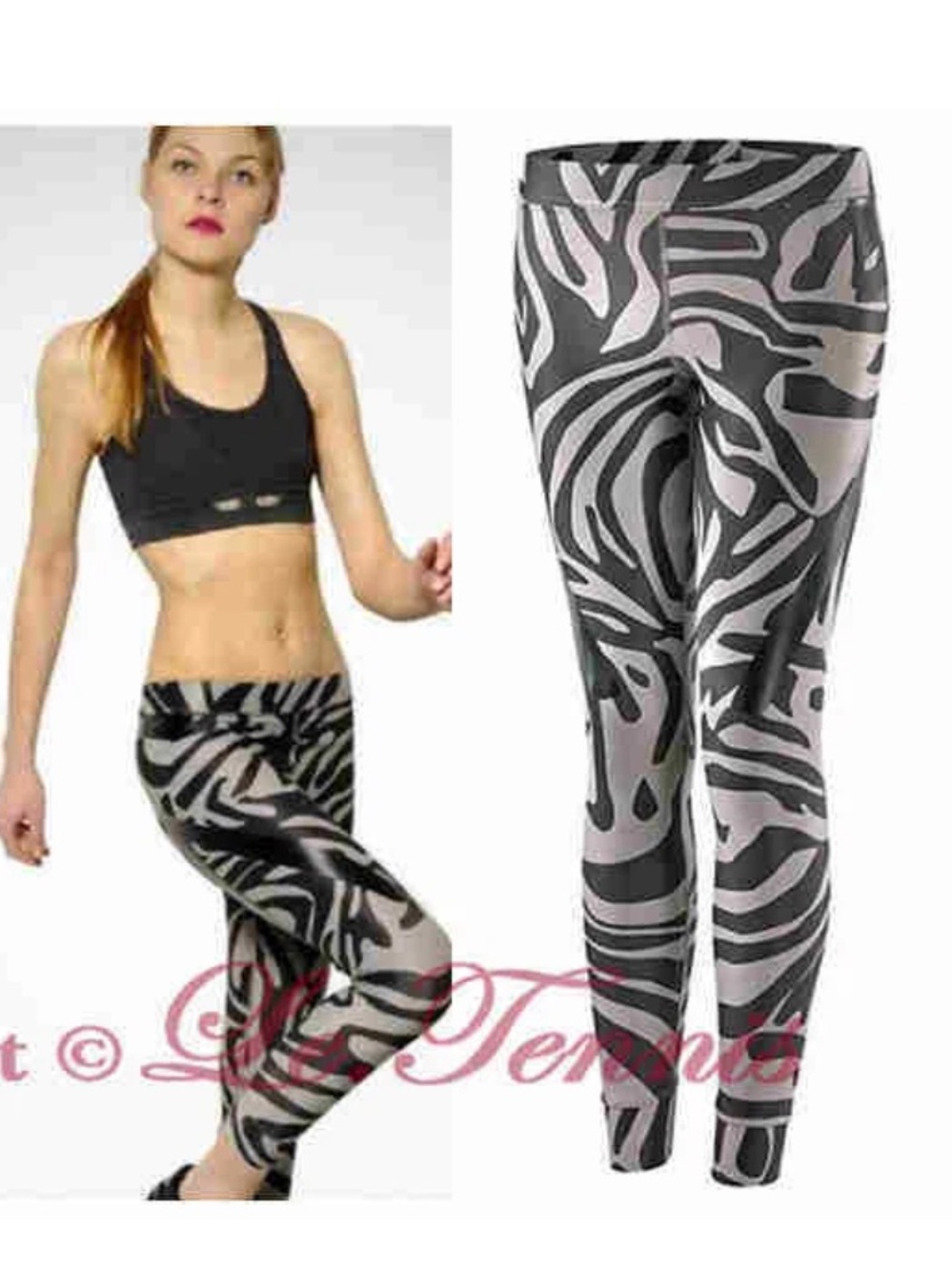 Adidas by Stella McCartney Run Techfit Zebra Print Compression Leggings Animal P
